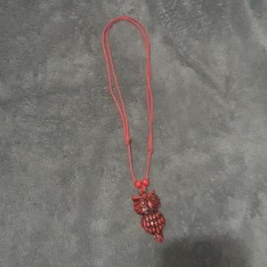 Black and red owl necklace